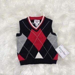 NWT Kitestrings by Hartstrings Argyle Cotton Knit Baby Sweater Vest‎ Size 6-9M